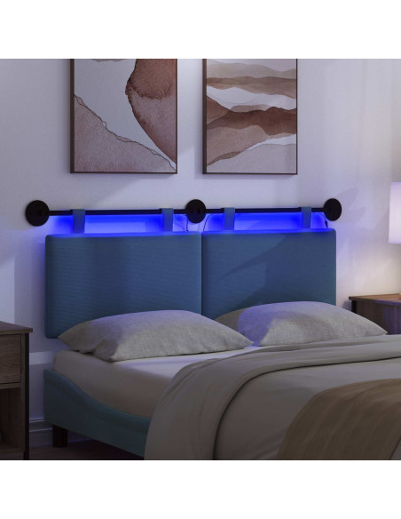 Testiera sospesa Con luce LED Blu Tessuto in Cords