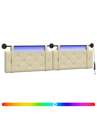 Testiera sospesa Con luce LED Crema Similpelle
