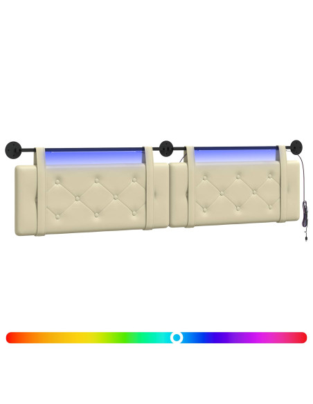 Testiera sospesa Con luce LED Crema Similpelle