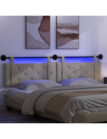 Testiera sospesa Con luce LED Crema Similpelle