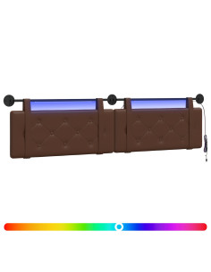 Testiera sospesa Con luce LED Marrone Similpelle 2