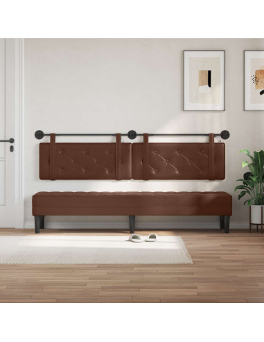 Testiera sospesa Con luce LED Marrone Similpelle