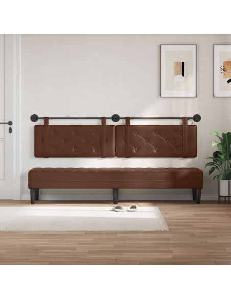 Testiera sospesa Con luce LED Marrone Similpelle