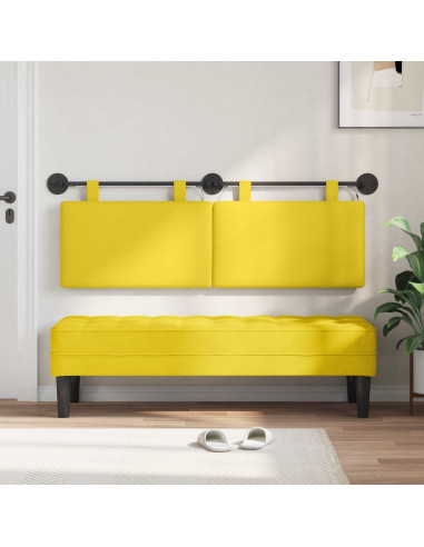 Testiera sospesa Con luce LED Giallo Chiaro Tessuto in Cords