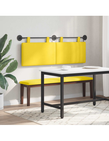 Testiera sospesa Con luce LED Giallo Chiaro Tessuto in Cords