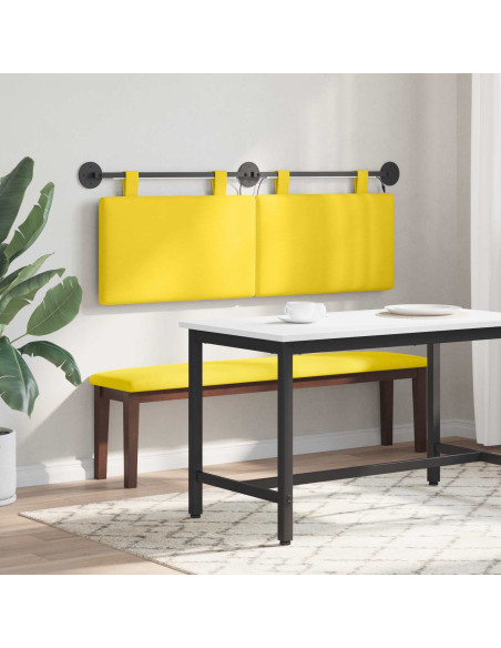 Testiera sospesa Con luce LED Giallo Chiaro Tessuto in Cords