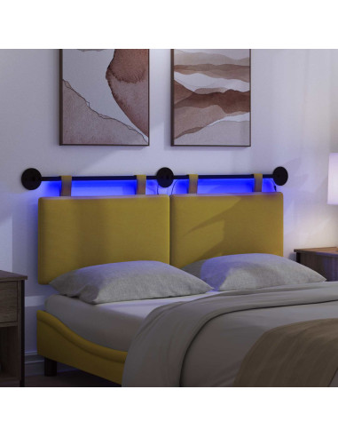 Testiera sospesa Con luce LED Giallo Chiaro Tessuto in Cords