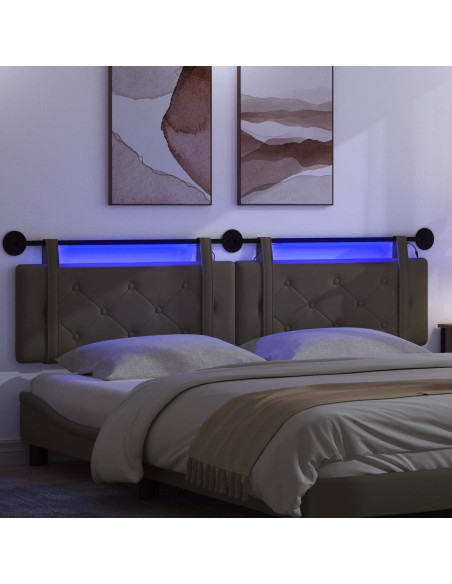 Testiera sospesa Con luce LED Grigio Similpelle