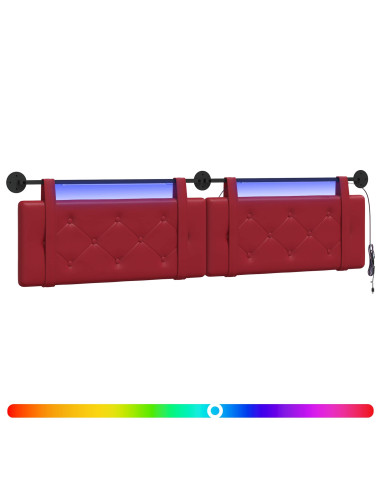 Testiera sospesa Con luce LED Rosso Vino Similpelle