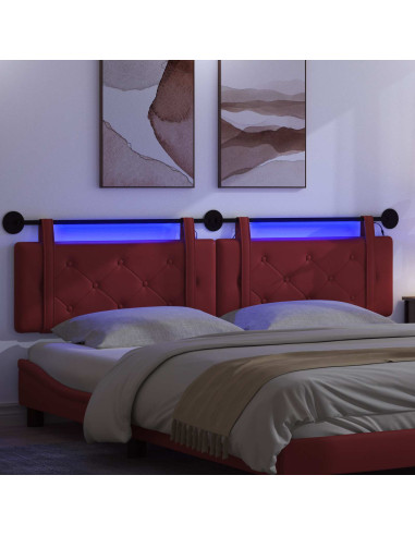 Testiera sospesa Con luce LED Rosso Vino Similpelle