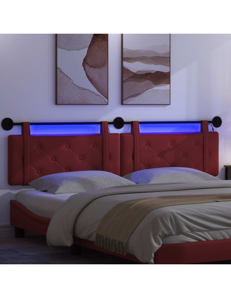 Testiera sospesa Con luce LED Rosso Vino Similpelle