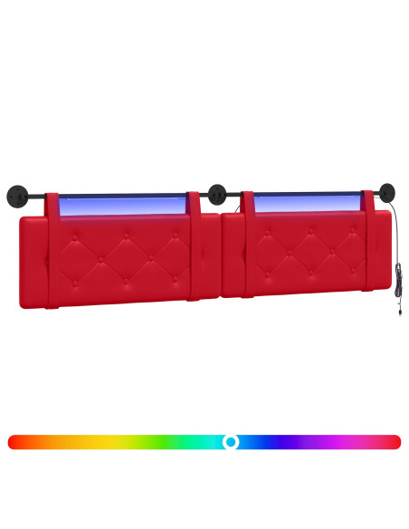 Testiera sospesa Con luce LED Rosso Similpelle