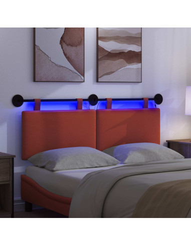 Testiera sospesa Con luce LED Rosso Arancio Tessuto in Cords