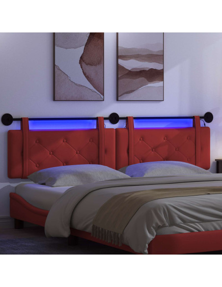 Testiera sospesa Con luce LED Rosso Similpelle
