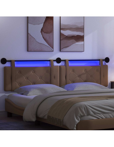 Testiera sospesa Con luce LED Cappuccino Similpelle