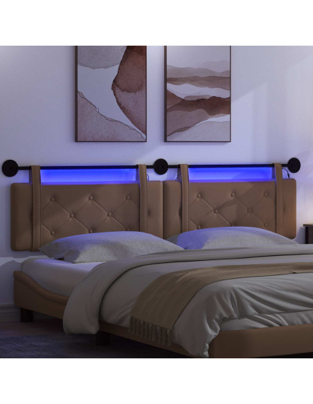 Testiera sospesa Con luce LED Cappuccino Similpelle