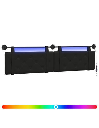 Testiera sospesa Con luce LED Nero Similpelle