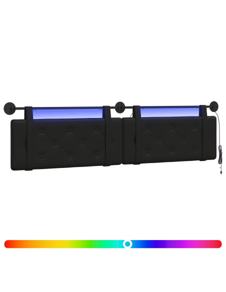 Testiera sospesa Con luce LED Nero Similpelle