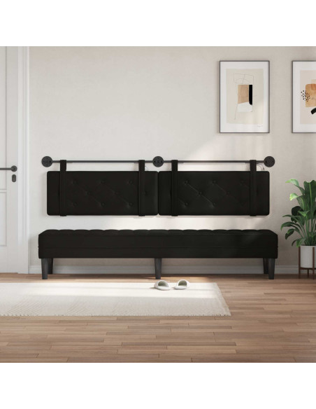 Testiera sospesa Con luce LED Nero Similpelle