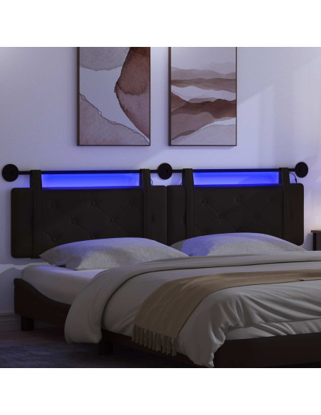 Testiera sospesa Con luce LED Nero Similpelle