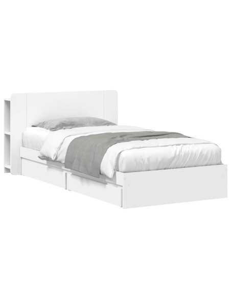 Telaio del letto con storage con cassetto Bianco 90 x 200 cm