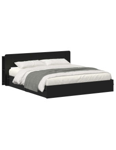 Telaio del letto con storage con cassetto Nero 200 x 200 cm