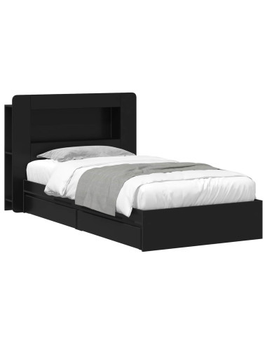 Telaio del letto con storage con cassetto Nero 75 x 190 cm