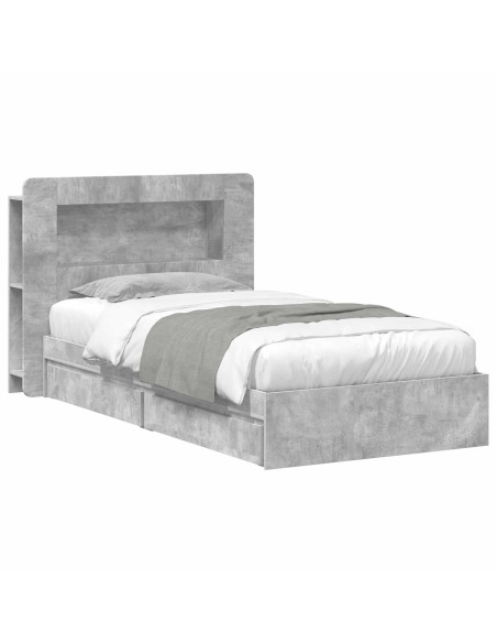Telaio del letto con storage Grigio Cemento 75 x 190 cm