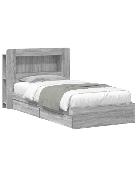 Telaio del letto con storage Sonoma grigio 75 x 190 cm