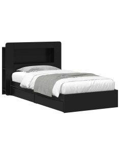 Telaio del letto con storage con cassetto Nero 90 x 190 cm
