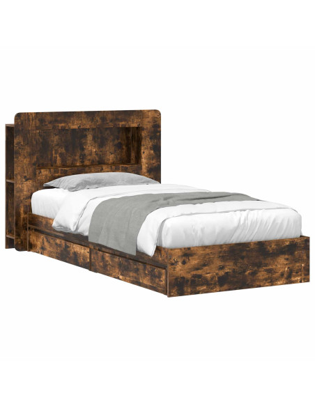 Telaio del letto con storage Rovere Fumo 90 x 190 cm