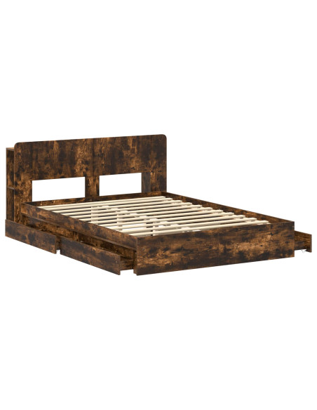 Telaio del letto con storage Rovere Fumo 135 x 190 cm