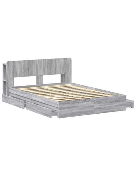 Telaio del letto con storage Sonoma grigio 150 x 200 cm