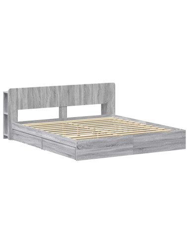 Telaio del letto con storage Sonoma grigio 180 x 200 cm