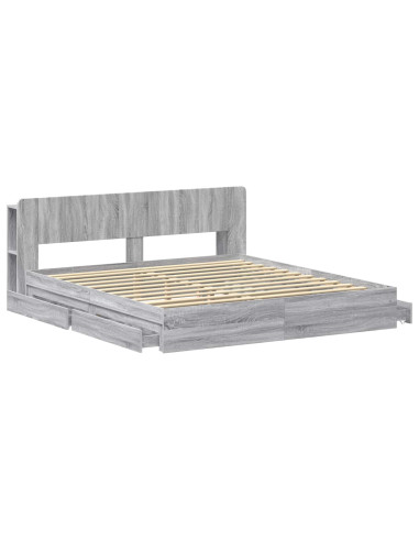 Telaio del letto con storage Sonoma grigio 180 x 200 cm