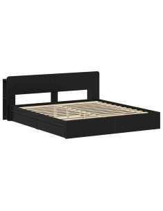 Telaio del letto con storage con cassetto Nero 200 x 200 cm 2