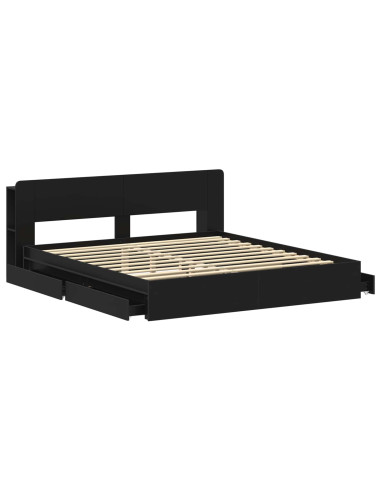 Telaio del letto con storage con cassetto Nero 200 x 200 cm