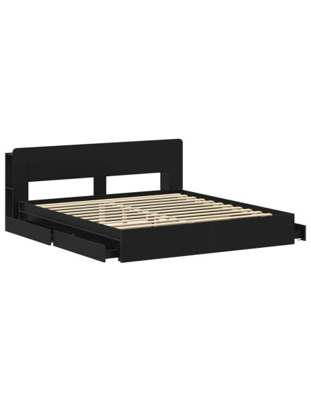 Telaio del letto con storage con cassetto Nero 200 x 200 cm