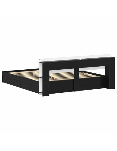 Telaio del letto con storage con cassetto Nero 200 x 200 cm