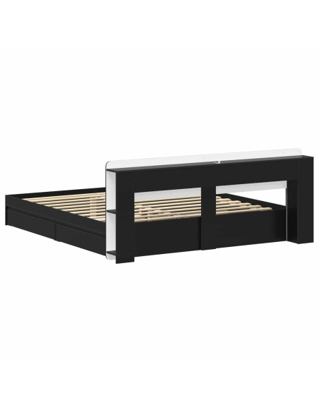 Telaio del letto con storage con cassetto Nero 200 x 200 cm