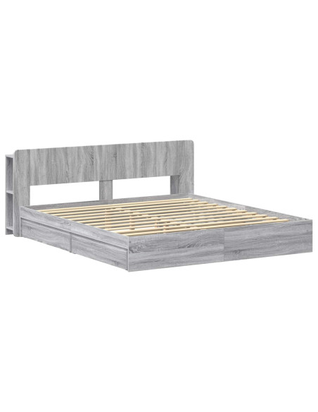 Telaio del letto con storage Sonoma grigio 200 x 200 cm