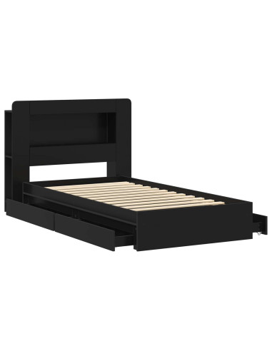 Telaio del letto con storage con cassetto Nero 75 x 190 cm