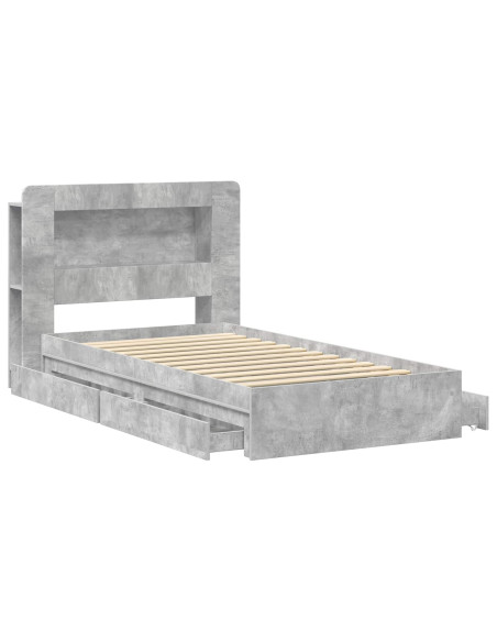 Telaio del letto con storage Grigio Cemento 75 x 190 cm