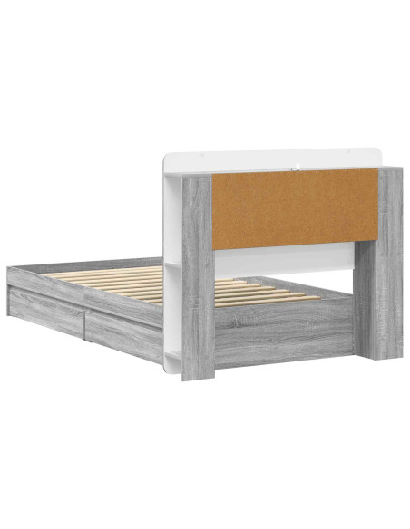 Telaio del letto con storage Sonoma grigio 75 x 190 cm