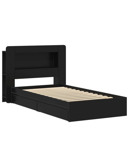 Telaio del letto con storage con cassetto Nero 90 x 190 cm
