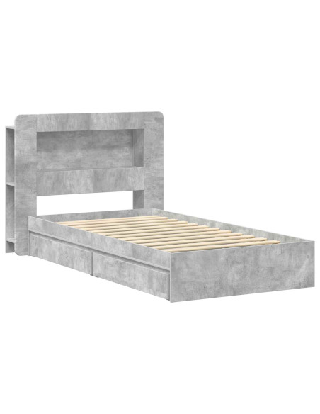 Telaio del letto con storage Grigio Cemento 90 x 190 cm