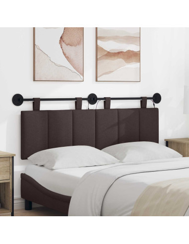Testiera sospesa Con luce LED Marrone Scuro Tessuto