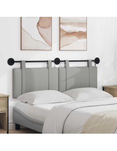 Testiera sospesa Con luce LED Grigio Nuvola Tessuto