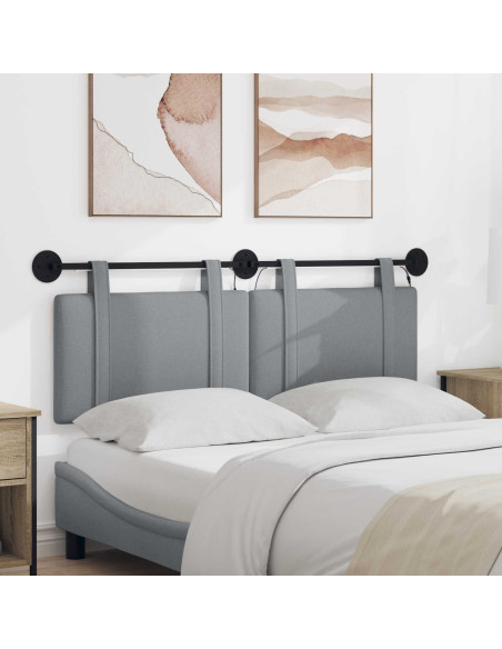 Testiera sospesa Con luce LED Grigio Chiaro Tessuto