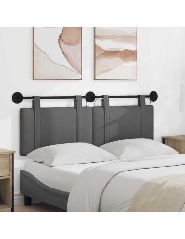 Testiera sospesa Con luce LED Grigio Scuro Tessuto